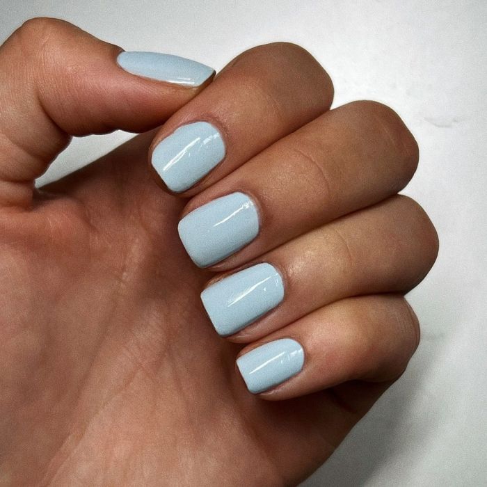 light blue beach nails short