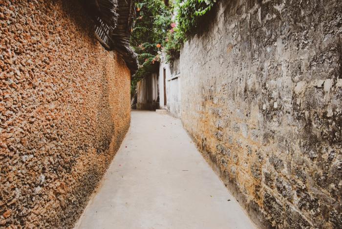 narrow streets in Lamu, Kenya 