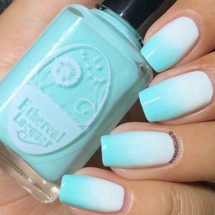 light blue beach nails