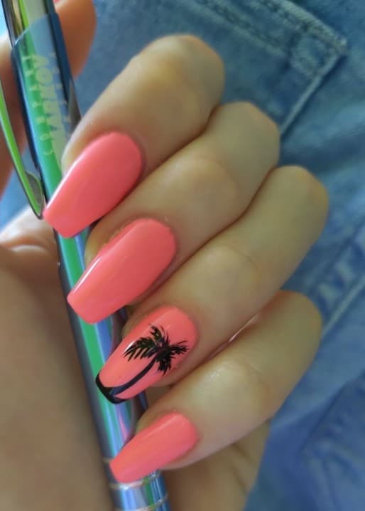 27+ Pink Tropical Nail Designs you'll fall in love!