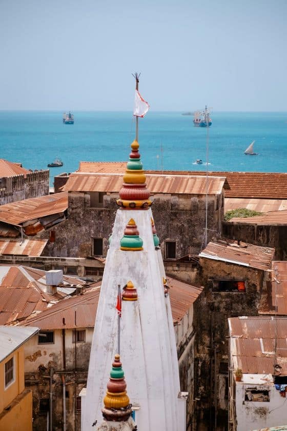 An aerial view of Zanzibar stone town