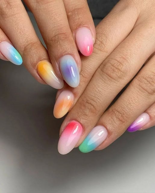 rainbow End of Summer Nails