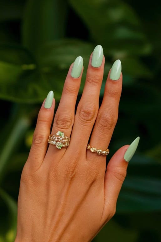 mint green end of summer  nails