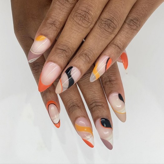 Cute abstract fall almond nails