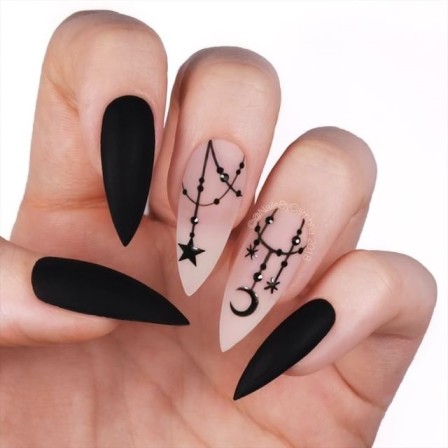 Cute matte black Halloween Nails