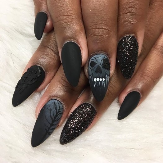 Halloween nails with Diamonds and glitter