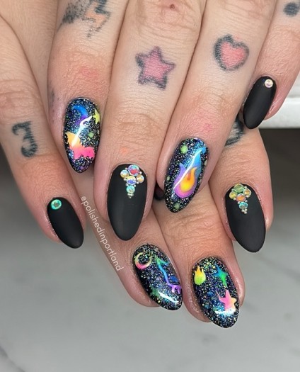 rainbow Halloween nails